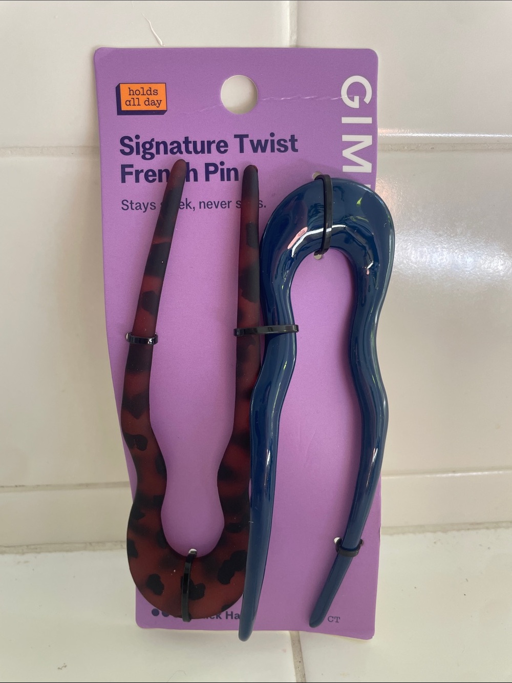 NWT Gimme Signature Twist French Pin Hair - Navy Blue & Brown Tortoise